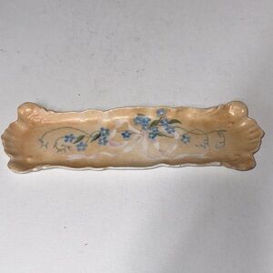 Jean Pouyat (JP) Limoges France Hand Painted Floral Rectangular Plate 9.25” x 3”